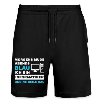 computer scientist programmer admin sayings funny - Stanley/Stella Trainer Unisex Organic Jogging Shorts - black - Front - Nik (191cm) & Marisol (170cm)