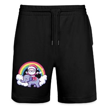 Éléphant Père Noël Noël - Short de jogging bio TRAINER Stanley/Stella unisexe - noir - Devant - Nik (191cm) & Marisol (170cm)