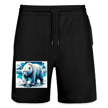 ours blanc - Short de jogging bio TRAINER Stanley/Stella unisexe - noir - Devant - Nik (191cm) & Marisol (170cm)