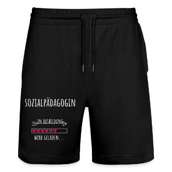 Social Pedagogue Studies Profession Training - Stanley/Stella Trainer Unisex Organic Jogging Shorts - black - Front - Nik (191cm) & Marisol (170cm)