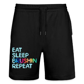 Artist Painter Graphic Eat Sleep Brushin Repeat - Stanley/Stella Trainer Unisex Organic Jogging Shorts - black - Front - Nik (191cm) & Marisol (170cm)
