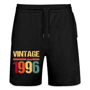 Vintage 1996 Limited Edition 30th Birthday Shirt - Stanley/Stella Trainer Unisex Organic Jogging Shorts - black - Front - Nik (191cm) & Marisol (170cm)