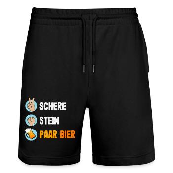 Funny Father's Day Gift Dad Beer - Stanley/Stella Trainer Unisex Organic Jogging Shorts - black - Front - Nik (191cm) & Marisol (170cm)