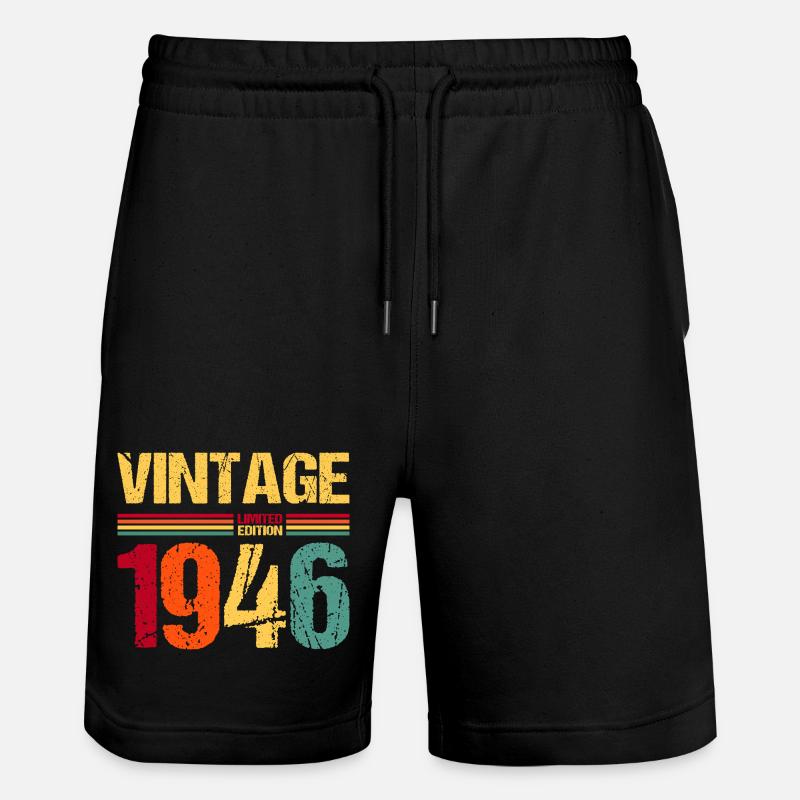 80e anniversaire Né en 1946 - Short de jogging bio TRAINER Stanley/Stella unisexe - noir