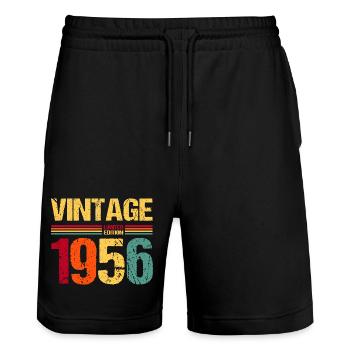 70e anniversaire 1956 Édition Limitée Vintage - Short de jogging bio TRAINER Stanley/Stella unisexe - noir - Devant - Nik (191cm) & Marisol (170cm)