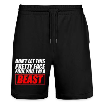 Pretty face funny wrestling wrestler - Stanley/Stella Trainer Unisex Organic Jogging Shorts - black - Front - Nik (191cm) & Marisol (170cm)