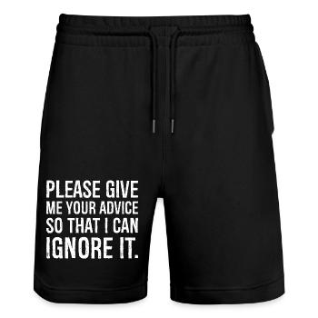 please give me your advice so that I can Ignore - Stanley/Stella Unisex Bio Joggingshorts Trainer  - Schwarz - Vorne - Nik (191cm) & Marisol (170cm)