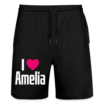 I Love Amelia Pinkes Herz Ich liebe Amelia - Stanley/Stella Unisex Bio Joggingshorts Trainer  - Schwarz - Vorne - Nik (191cm) & Marisol (170cm)