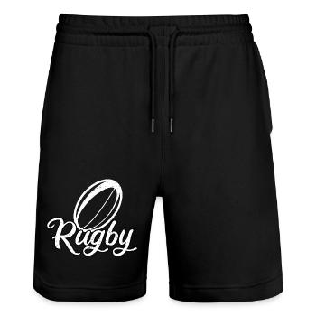 Rugby Stade Supporter Rugbyman Cadeau Rugby Sport - Short de jogging bio TRAINER Stanley/Stella unisexe - noir - Devant - Nik (191cm) & Marisol (170cm)
