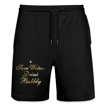 Save Water Drink Bubbly - Stanley/Stella Unisex Bio Joggingshorts Trainer  - Schwarz - Vorne - Nik (191cm) & Marisol (170cm)