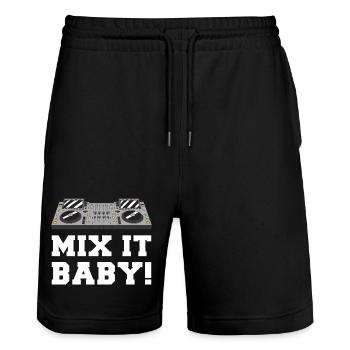Mix It Baby DJ-Motiv auf Kleidung - Stanley/Stella Unisex Bio Joggingshorts Trainer  - Schwarz - Vorne - Nik (191cm) & Marisol (170cm)