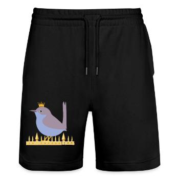 Zaunkoenig_mit_Krone bleu - Short de jogging bio TRAINER Stanley/Stella unisexe - noir - Devant - Nik (191cm) & Marisol (170cm)