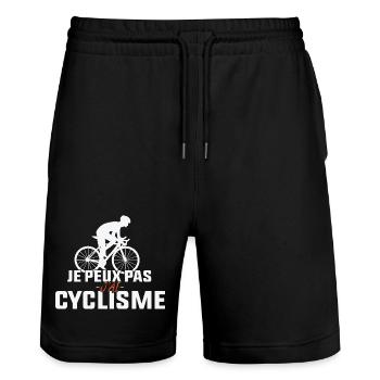 Ich kann nicht, ich habe Radfahren. - Stanley/Stella Unisex Bio Joggingshorts Trainer  - Schwarz - Vorne - Nik (191cm) & Marisol (170cm)