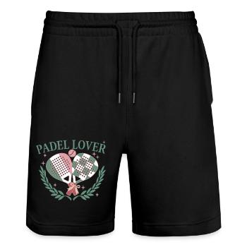 Amoureux de la raquette de padel pour joueurs de padel - Short de jogging bio TRAINER Stanley/Stella unisexe - noir - Devant - Nik (191cm) & Marisol (170cm)
