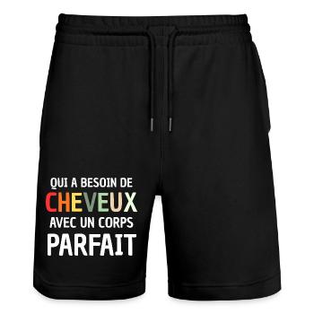 Man Humour Bald Gift Man Humour Joke Baldness - Short de jogging bio TRAINER Stanley/Stella unisexe - noir - Devant - Nik (191cm) & Marisol (170cm)