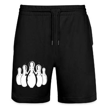 Bowling - Stanley/Stella Unisex Bio Joggingshorts Trainer  - Schwarz - Vorne - Nik (191cm) & Marisol (170cm)