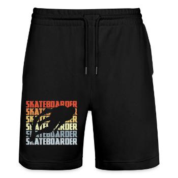 Skateboarder Vintage Look - Stanley/Stella Unisex Bio Joggingshorts Trainer  - Schwarz - Vorne - Nik (191cm) & Marisol (170cm)