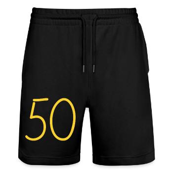 50 - Stanley/Stella Unisex Bio Joggingshorts Trainer  - Schwarz - Vorne - Nik (191cm) & Marisol (170cm)