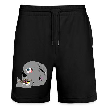 Schädel - Stanley/Stella Unisex Bio Joggingshorts Trainer  - Schwarz - Vorne - Nik (191cm) & Marisol (170cm)
