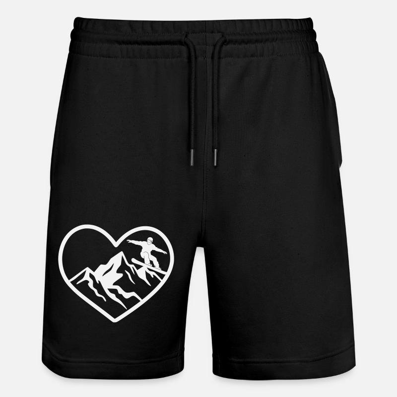 Heart, mountains and snowboarders - Stanley/Stella Trainer Unisex Organic Jogging Shorts - black