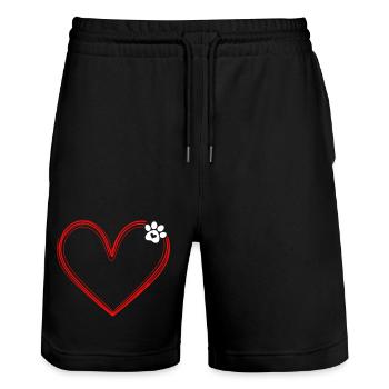 Hundepfote mit Herz - Stanley/Stella Unisex Bio Joggingshorts Trainer  - Schwarz - Vorne - Nik (191cm) & Marisol (170cm)