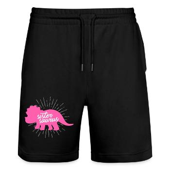 Sistersaurus Drôle de Sœur Dinosaure Tricératops - Short de jogging bio TRAINER Stanley/Stella unisexe - noir - Devant - Nik (191cm) & Marisol (170cm)