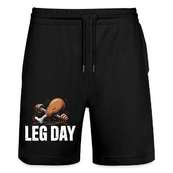 Leg Day Kraftduell - Stanley/Stella Unisex Bio Joggingshorts Trainer  - Schwarz - Vorne - Nik (191cm) & Marisol (170cm)