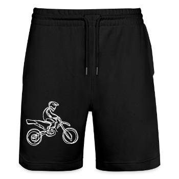 Dessin de pilotes de motocross - Short de jogging bio TRAINER Stanley/Stella unisexe - noir - Devant - Nik (191cm) & Marisol (170cm)