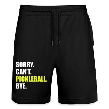 Sorry can't pickleball bye pickleball player - Stanley/Stella Trainer Unisex Organic Jogging Shorts - black - Front - Nik (191cm) & Marisol (170cm)