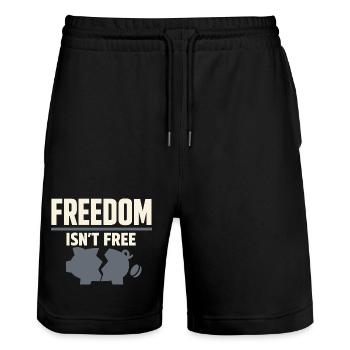 Self-employed freelancer Steuerhumor 1099 Life - Stanley/Stella Trainer Unisex Organic Jogging Shorts - black - Front - Nik (191cm) & Marisol (170cm)