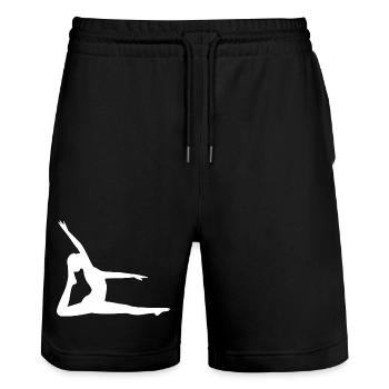 Yoga Silhouettes Blanches - Short de jogging bio TRAINER Stanley/Stella unisexe - noir - Devant - Nik (191cm) & Marisol (170cm)