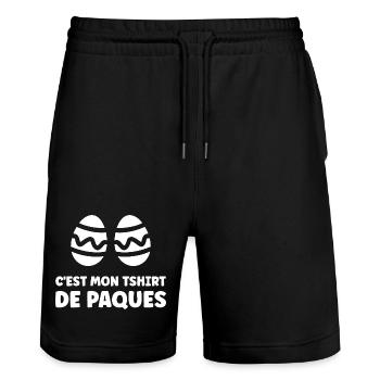 EASTER EGGS - Stanley/Stella Trainer Unisex Organic Jogging Shorts - black - Front - Nik (191cm) & Marisol (170cm)