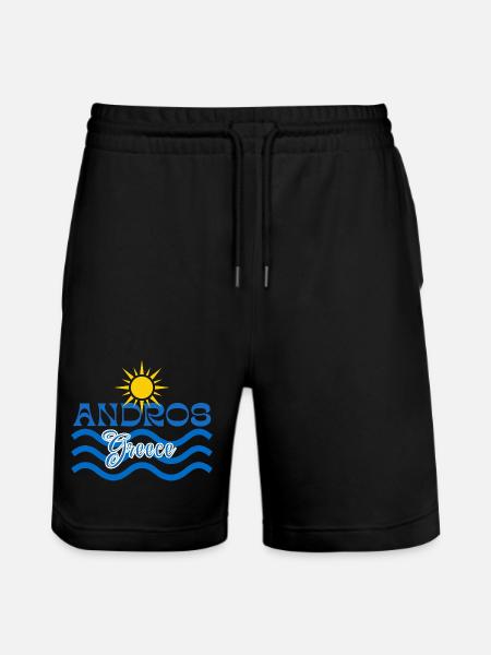 Andros Sun Waves Greece - Stanley/Stella Trainer Unisex Organic Jogging Shorts - black