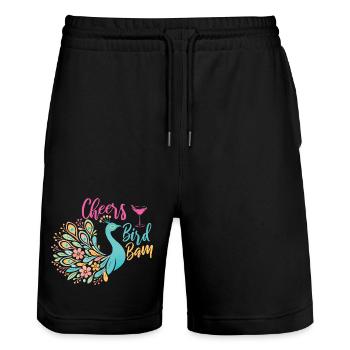 Cheers Bird Bam Mahjong Tiles Funny - Stanley/Stella Trainer Unisex Organic Jogging Shorts - black - Front - Nik (191cm) & Marisol (170cm)