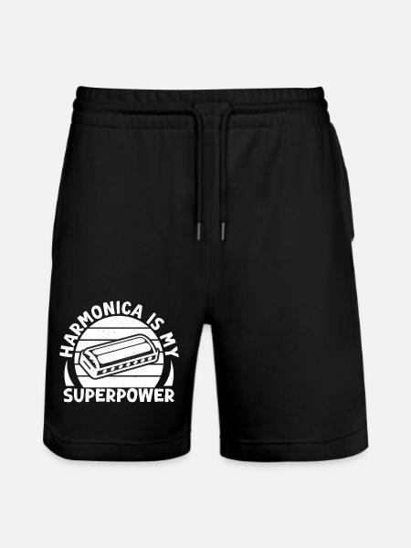 Harmonica Musican Is My Superpower Harmonica - Stanley/Stella Trainer Unisex Organic Jogging Shorts - black