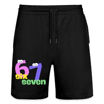 Six Seven Trend - Stanley/Stella Trainer Unisex Organic Jogging Shorts - black - Front - Nik (191cm) & Marisol (170cm)