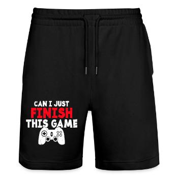 Kann ich dieses Spiel einfach zu Ende spielen? - Stanley/Stella Unisex Bio Joggingshorts Trainer  - Schwarz - Vorne - Nik (191cm) & Marisol (170cm)