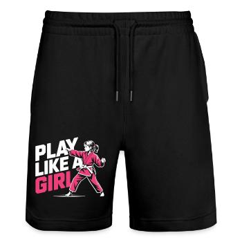 Maillot de karaté pour filles – Jouez comme une fille - Short de jogging bio TRAINER Stanley/Stella unisexe - noir - Devant - Nik (191cm) & Marisol (170cm)
