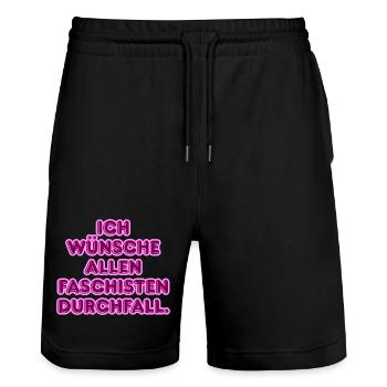 Gegen Faschisten Pink Protest - Stanley/Stella Unisex Bio Joggingshorts Trainer  - Schwarz - Vorne - Nik (191cm) & Marisol (170cm)