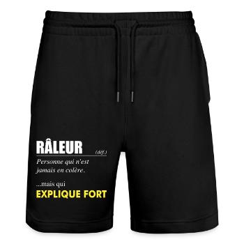 Râleur définition – Personne qui explique fort - Short de jogging bio TRAINER Stanley/Stella unisexe - noir - Devant - Nik (191cm) & Marisol (170cm)