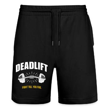 Deadlift Strength Training Powerlifting Gym Motivation - Stanley/Stella Trainer Unisex Organic Jogging Shorts - black - Front - Nik (191cm) & Marisol (170cm)