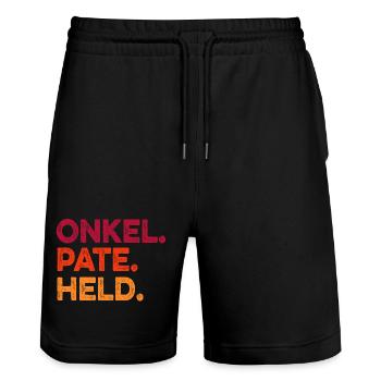 Uncle Godfather Hero - Stanley/Stella Trainer Unisex Organic Jogging Shorts - black - Front - Nik (191cm) & Marisol (170cm)