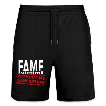 Fame Victim Shirt – Without Me Generation - Stanley/Stella Unisex Bio Joggingshorts Trainer  - Schwarz - Vorne - Nik (191cm) & Marisol (170cm)