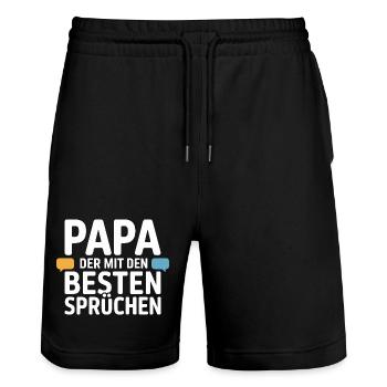Papa Sprüche Lustig Vater Humor Geschenk - Stanley/Stella Unisex Bio Joggingshorts Trainer  - Schwarz - Vorne - Nik (191cm) & Marisol (170cm)