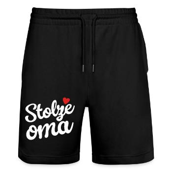 Stolze Oma Herzdesign - Stanley/Stella Unisex Bio Joggingshorts Trainer  - Schwarz - Vorne - Nik (191cm) & Marisol (170cm)