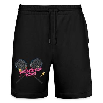 Raquette néon pour enfants de badminton - Short de jogging bio TRAINER Stanley/Stella unisexe - noir - Devant - Nik (191cm) & Marisol (170cm)