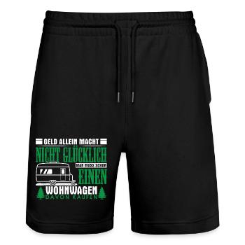 Camping Camper Wohnwagen Wohnmobil Campingplatz - Stanley/Stella Unisex Bio Joggingshorts Trainer  - Schwarz - Vorne - Nik (191cm) & Marisol (170cm)