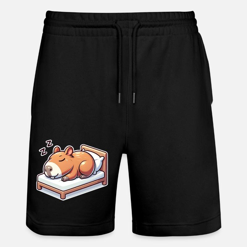 Sleeping Capybara - Stanley/Stella Trainer Unisex Organic Jogging Shorts - black