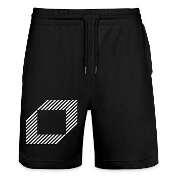 Geometric Square out of lines - Stanley/Stella Trainer Unisex Organic Jogging Shorts - black - Front - Nik (191cm) & Marisol (170cm)
