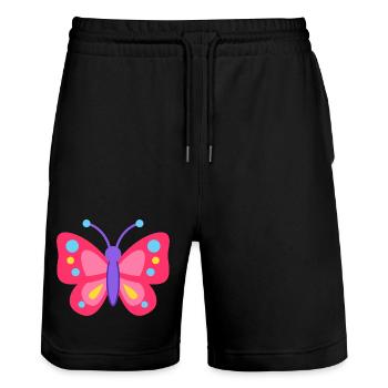 Farbiger Schmetterlingstraum - Stanley/Stella Unisex Bio Joggingshorts Trainer  - Schwarz - Vorne - Nik (191cm) & Marisol (170cm)